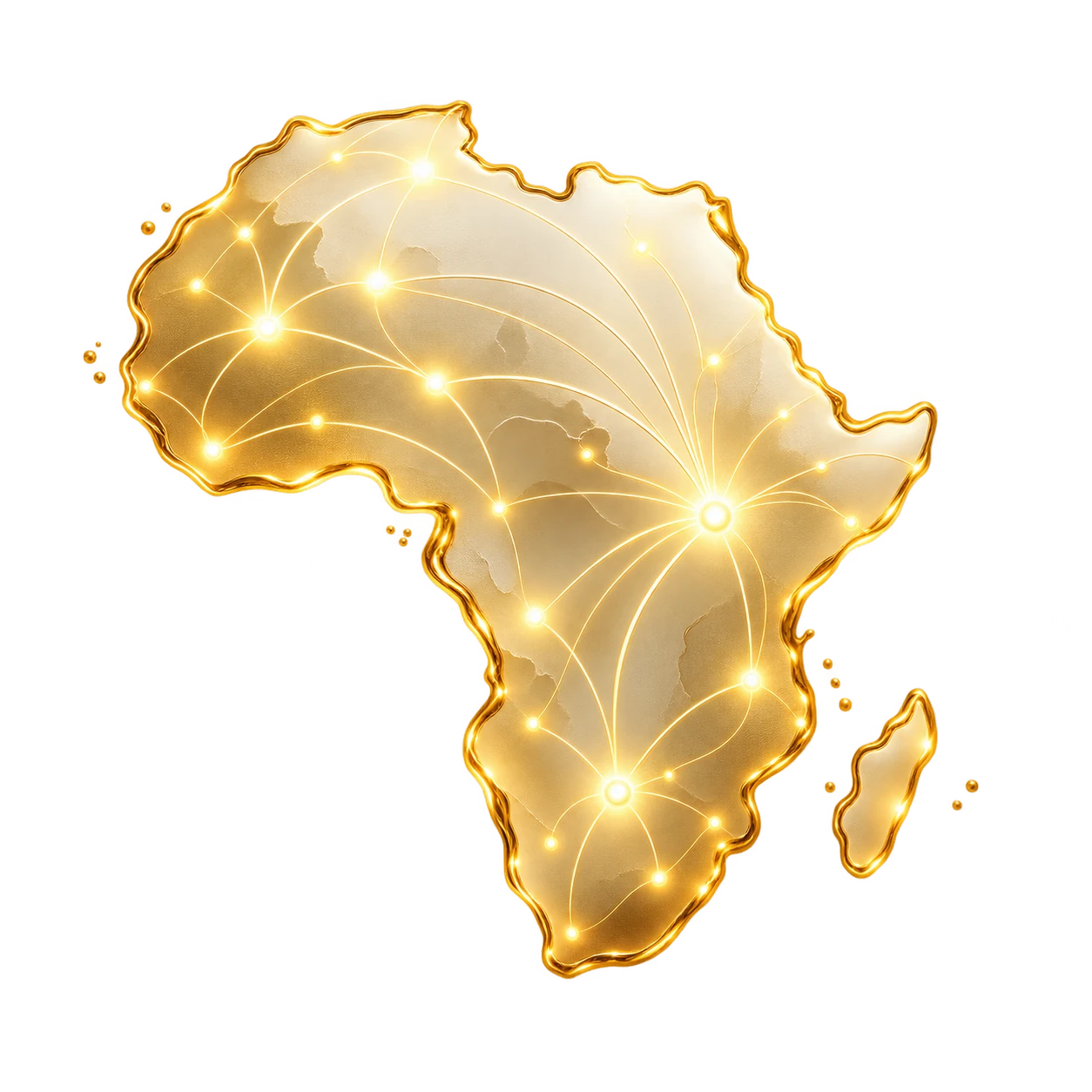 Gold Africa network icon representing Valron's vision for African systems and data
