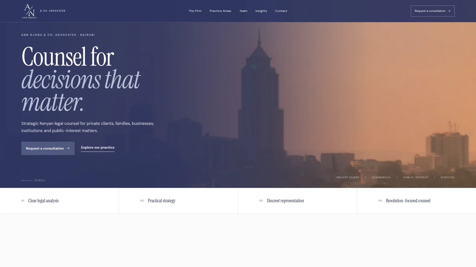 Client website screenshot: Ann Njogu & Co. Advocates
