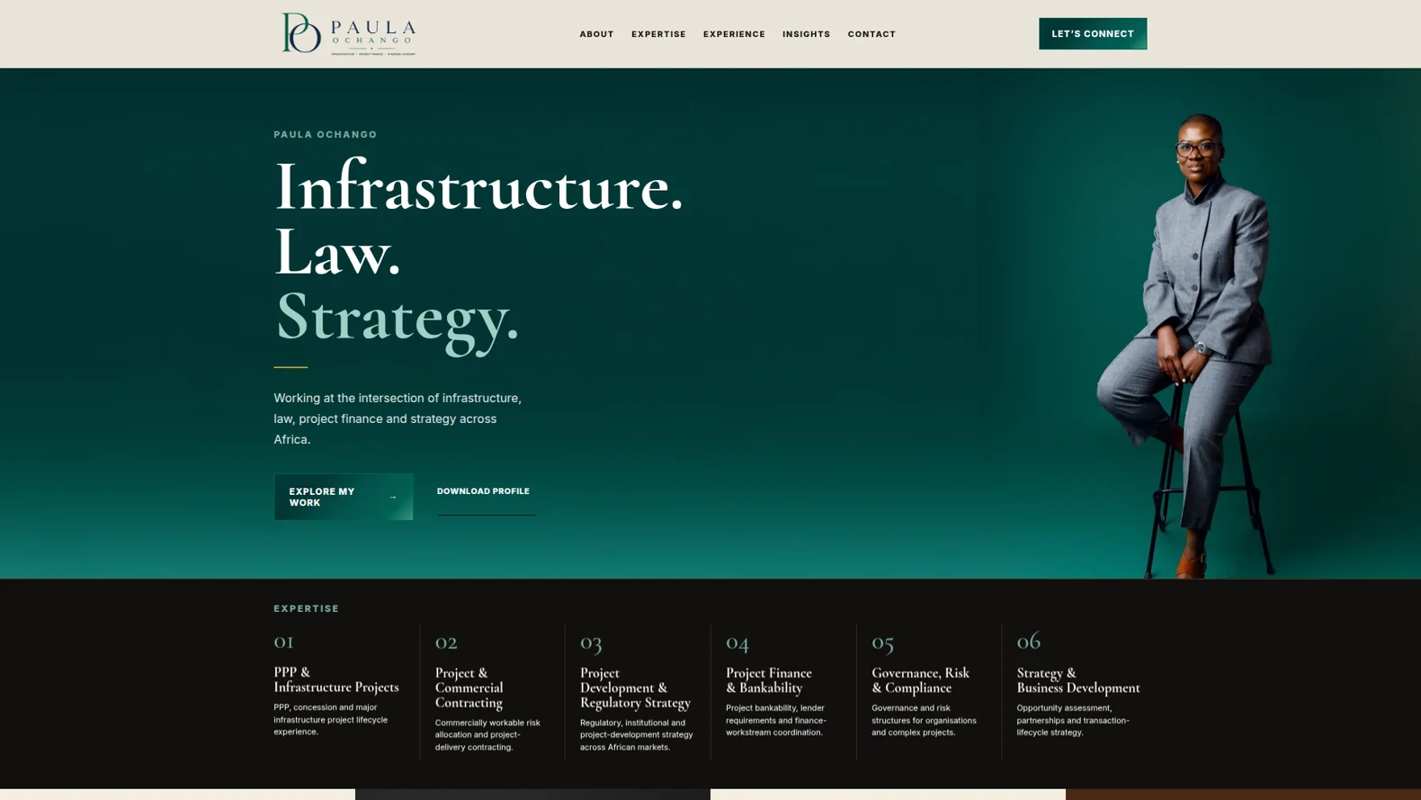 Client website screenshot: Paula Ochango