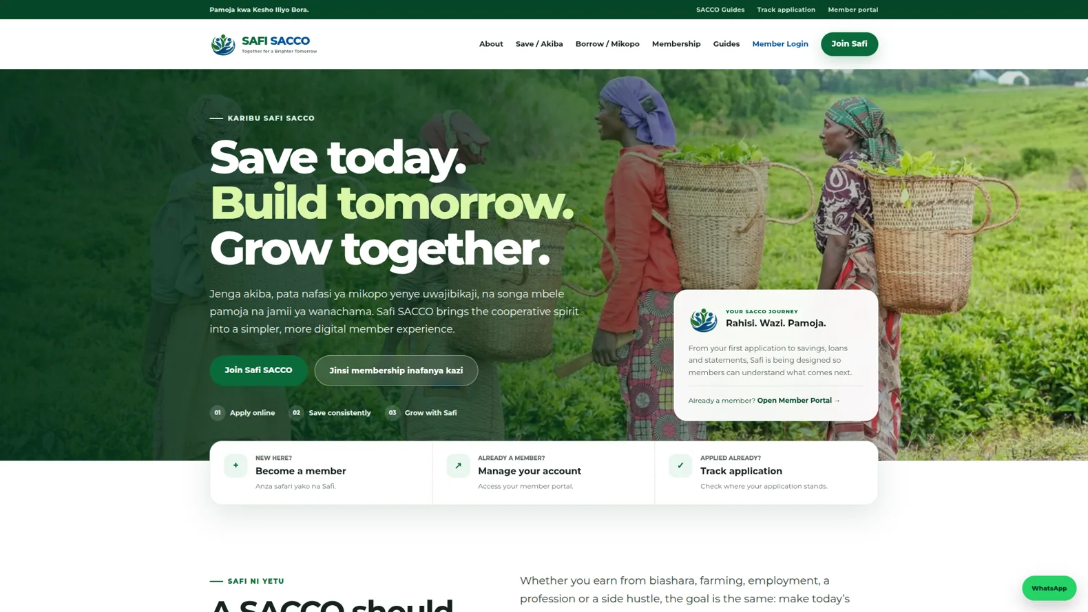 Related project screenshot for Safi SACCO — not a generic product mockup