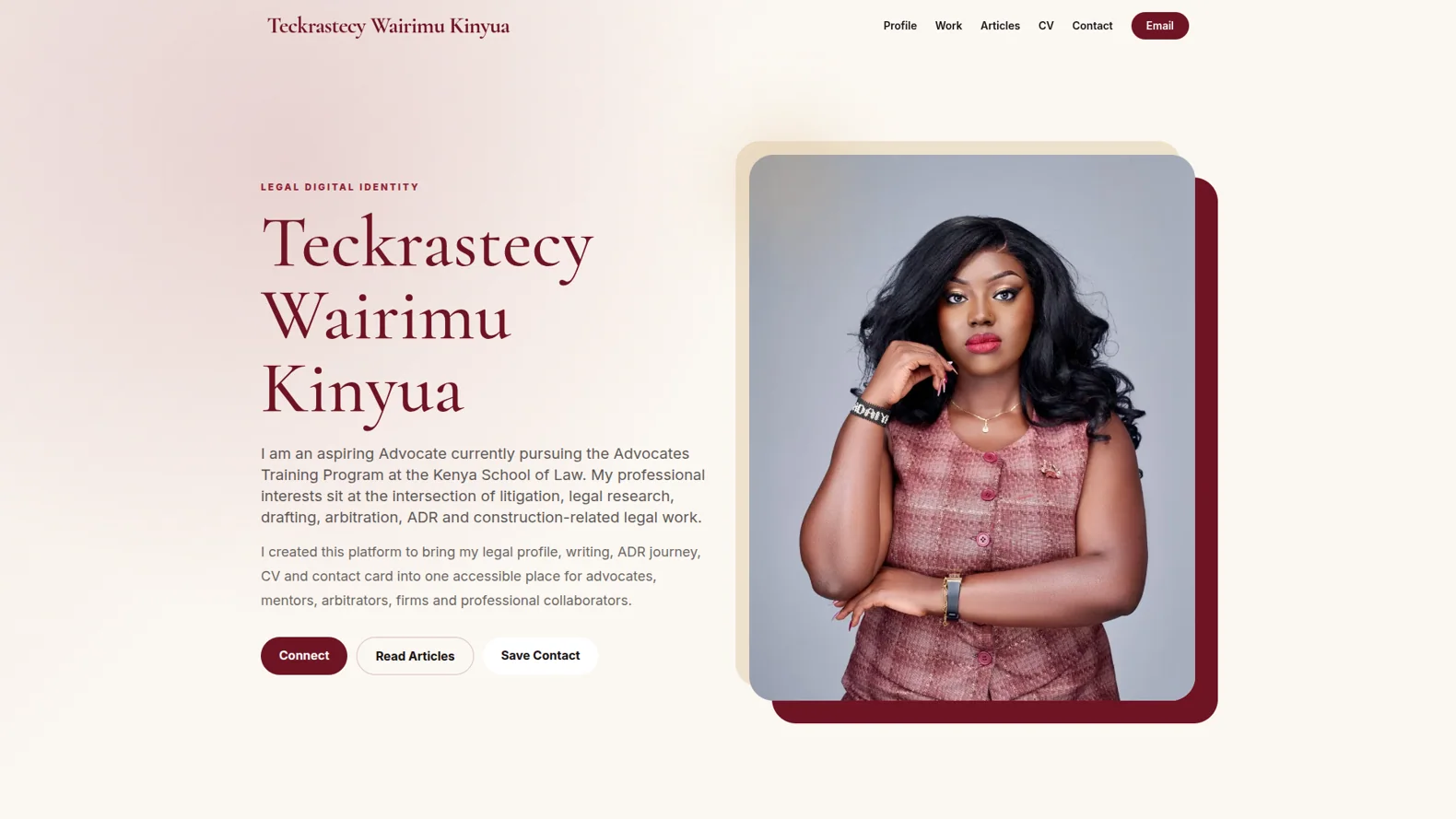 Client website screenshot: Teckrastecy Wairimu Kinyua